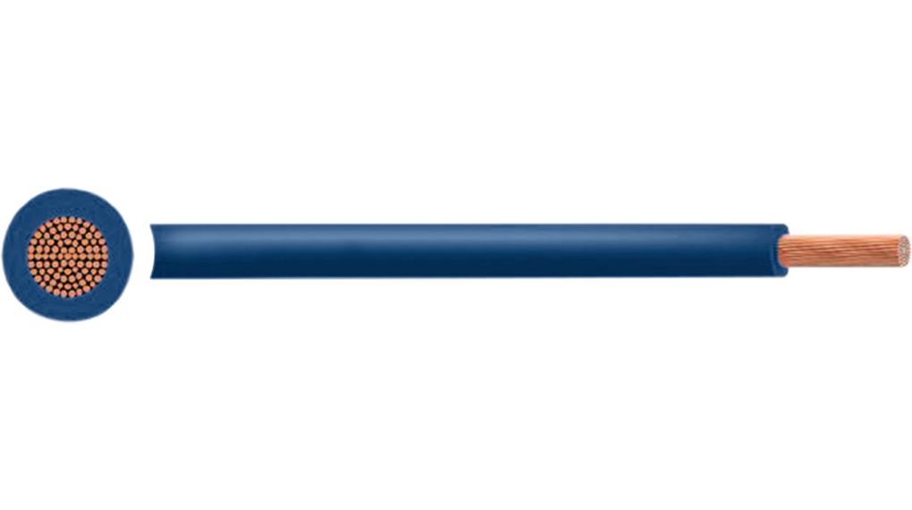 Ohebný pletený vodič PVC, 1.5mm², Čistá měď, Modrá, H07V2-K, 100m