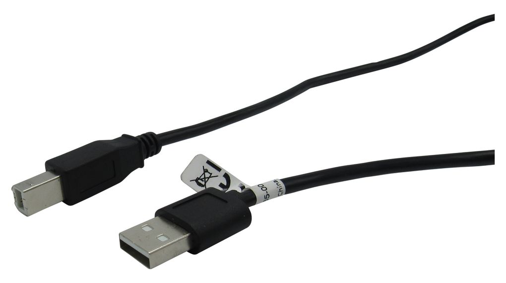 Cable, USB-A Plug - USB-B Plug, 3m, USB 2.0, Black