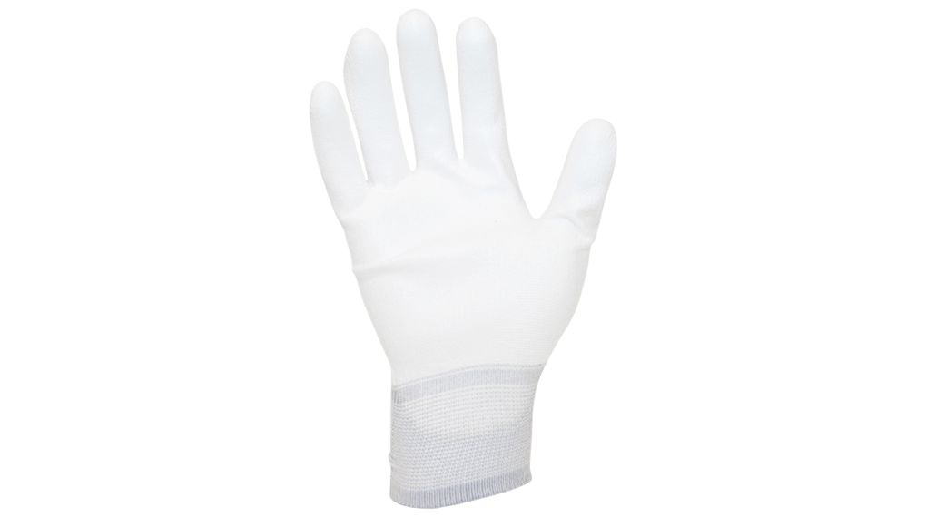 ESD-handskar med polyuretanbelagd handflata, Polyamid / Polyuretan, Handskstorlek XL, Vit / Gul