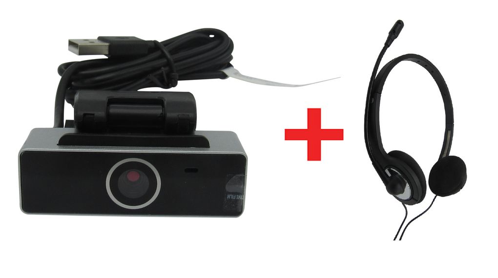 Webcam + USB-Headset mit Mikrofonstummschaltung, 1920 x 1080, 25fps, 60°, USB-A