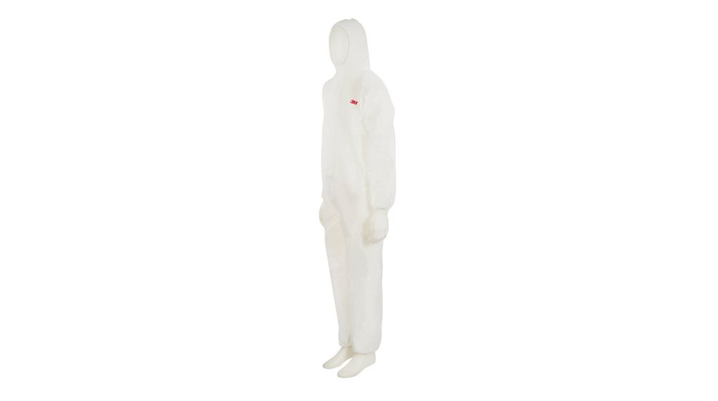 Protective Coverall, XL, Cotton/Polyester/Polypropylene, White