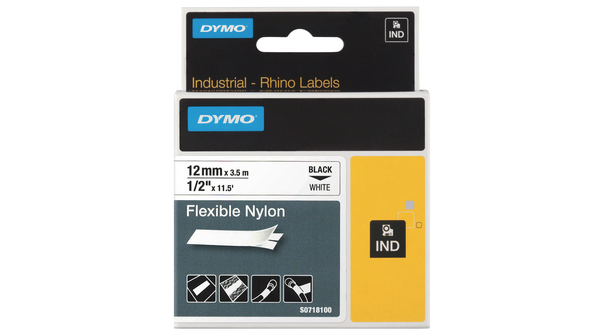 Etikettentape, Nylon, 12mm x 3.5m, Wit