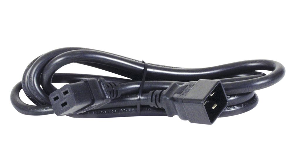 AC Power Cable, IEC 60320 C20 - IEC 60320 C19, 600mm, Black