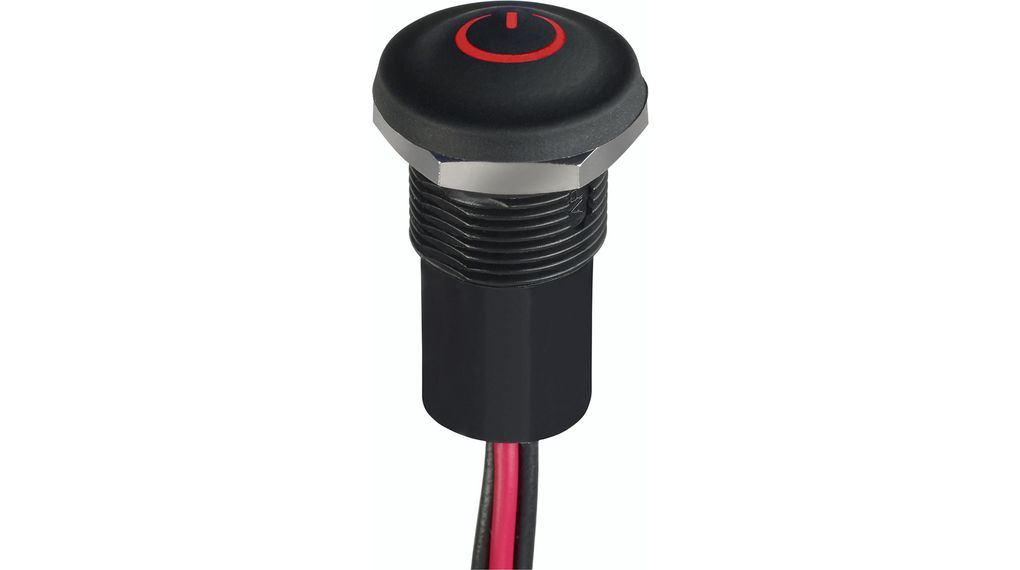 Illuminated Pushbutton Switch Momentary Function 1NO 28 VDC LED Red Standby Symbol
