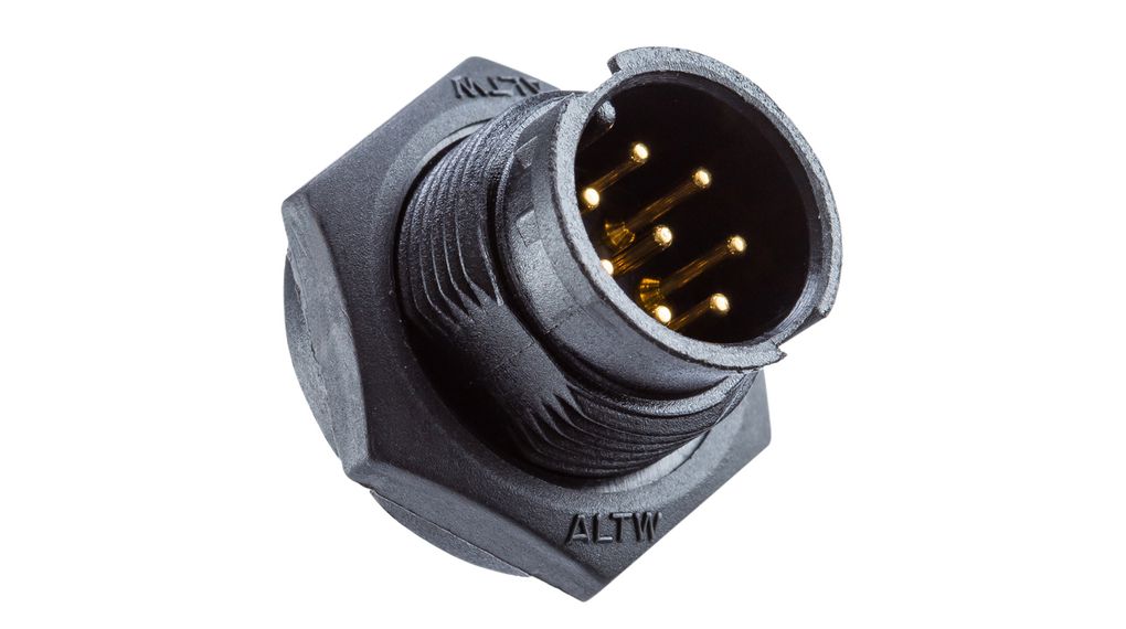 Circular Connector, Straight, Contacts - 6, Plug, Panel Mount