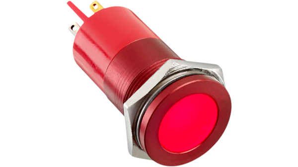 LED Indicator, Solder Lug / Faston 2.8 x 0.8 mm, Fixed, Red, AC, 110V