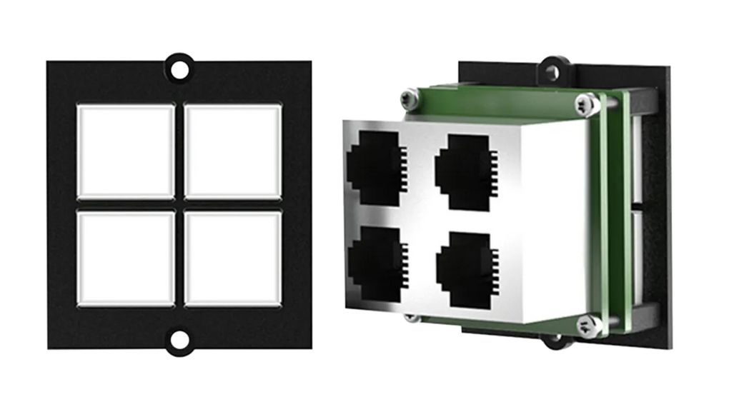 Custom Module with 4-Way Button Module, Black, RJ11, Number of Sockets - 4