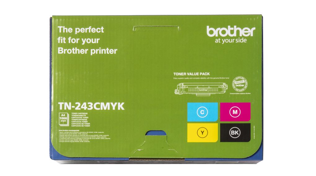  Brother TN-243CMYK Original Toner Cartridge Prints up to 1000  Pages, Cyan, Magenta, Yellow and Black, Pack of 1 : Office Products