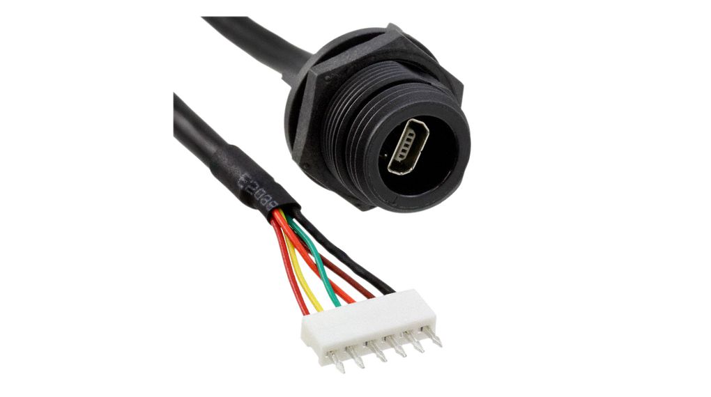 Connector, Mini USB-AB 2.0, Socket, Panel Mount
