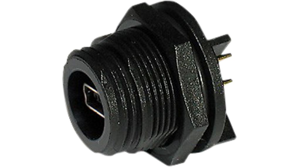 Connector, Mini-USB-B 2.0, Aansluiting, Paneelmontage