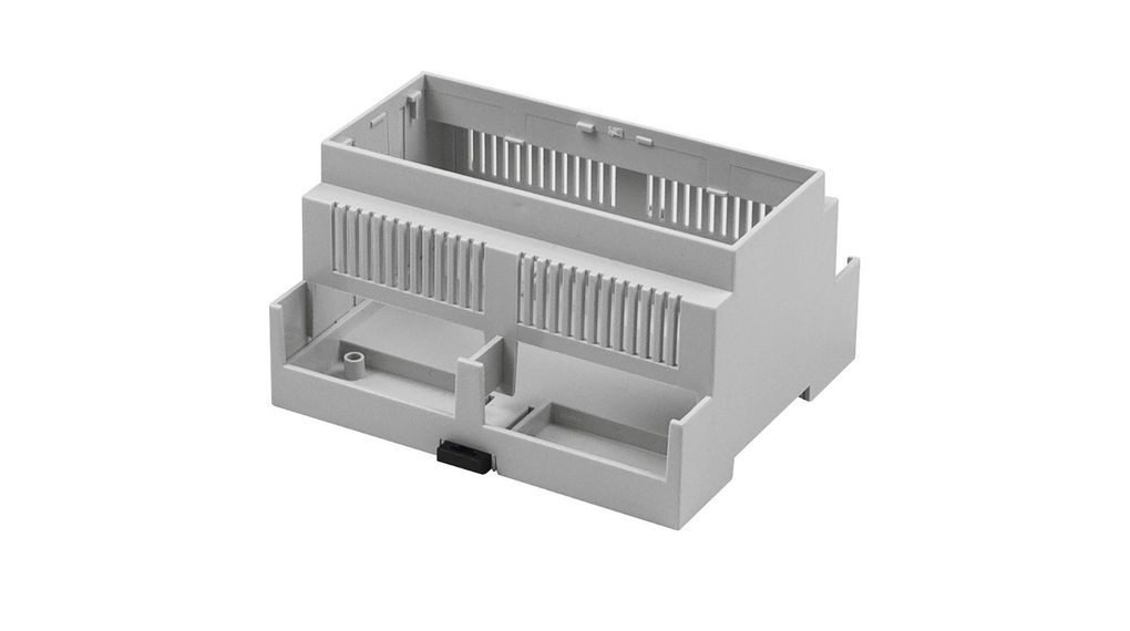 DIN-rail modulebox, formaat 6, open bovenkant, geventileerd, beide zijkanten open CNMB 90x106x58mm Lichtgrijs Polycarbonaat IP20