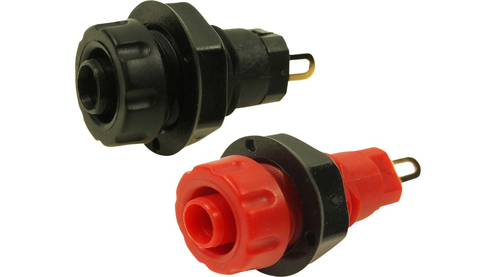 Laboratory Socket, Black/Red, Gold-Plated, 1kV, 30A, Pair (2 pieces)