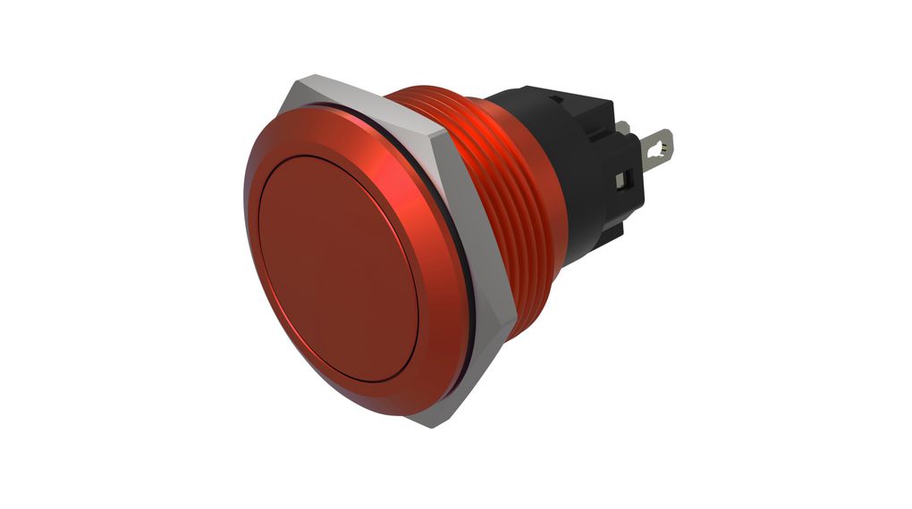 Pushbutton Switch, 1CO, Latching Function, Red, 22mm Soldering Terminal