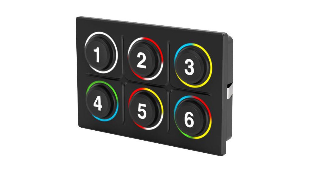 Rugged Keypad, 6 Keys, 6 Pins, CANOpen, IP6K9K, Multicolour