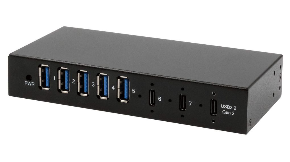 EX-12297HMS | Exsys Industrial USB Hub, 7x USB-A Socket / USB-C Socket ...