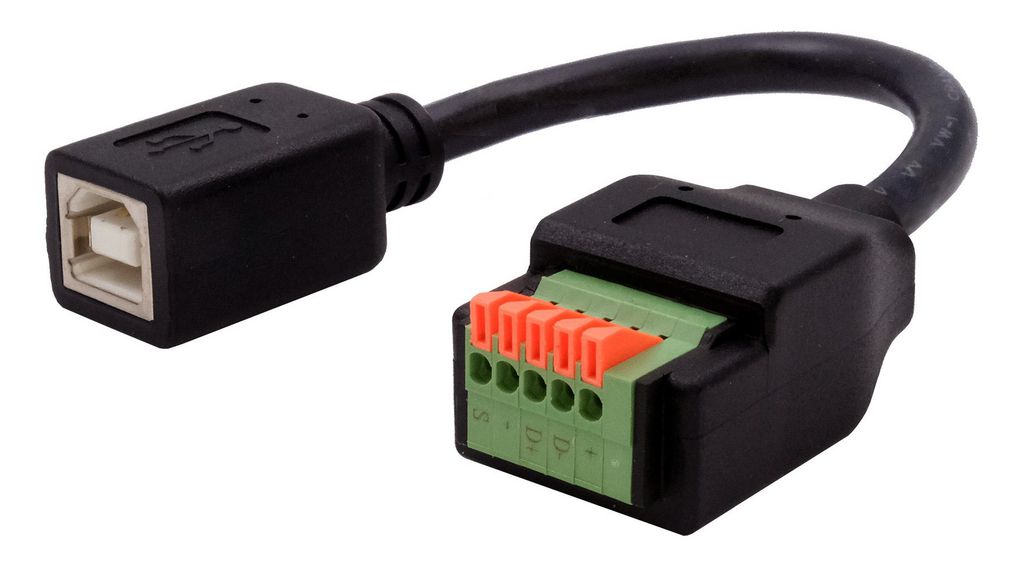 Adaptér, 150 mm, Zásuvka USB-B 2.0 - Svorkovnice