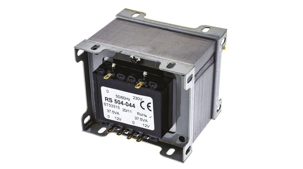75VA 2 Output Chassis Mounting Transformer, 12V ac, IEC 61558-2-6