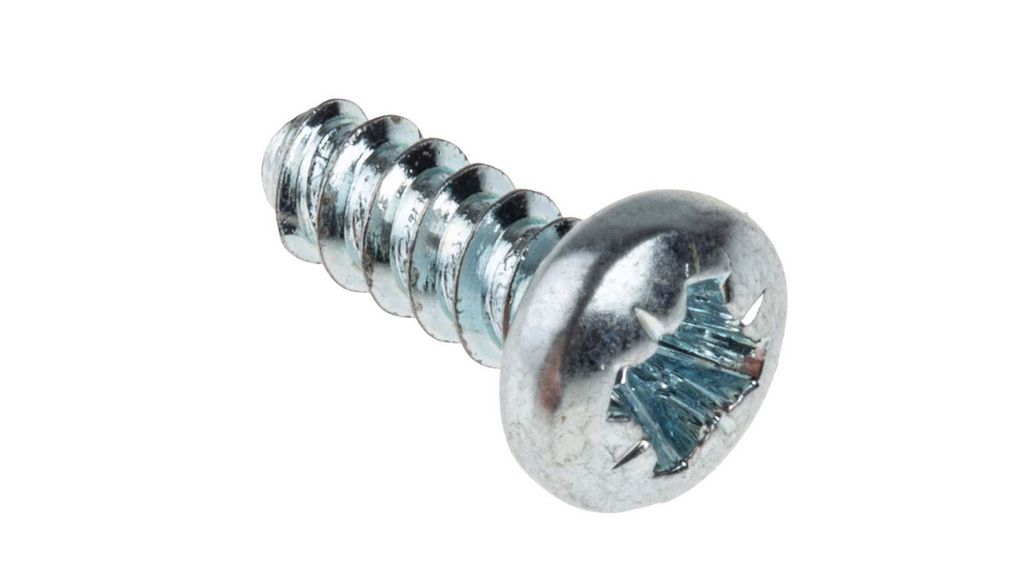 Bright Zinc Plated Steel Pan Head Thread Forming Screw, N°6 x 3/8in Long 9mm Long, 1000 ST