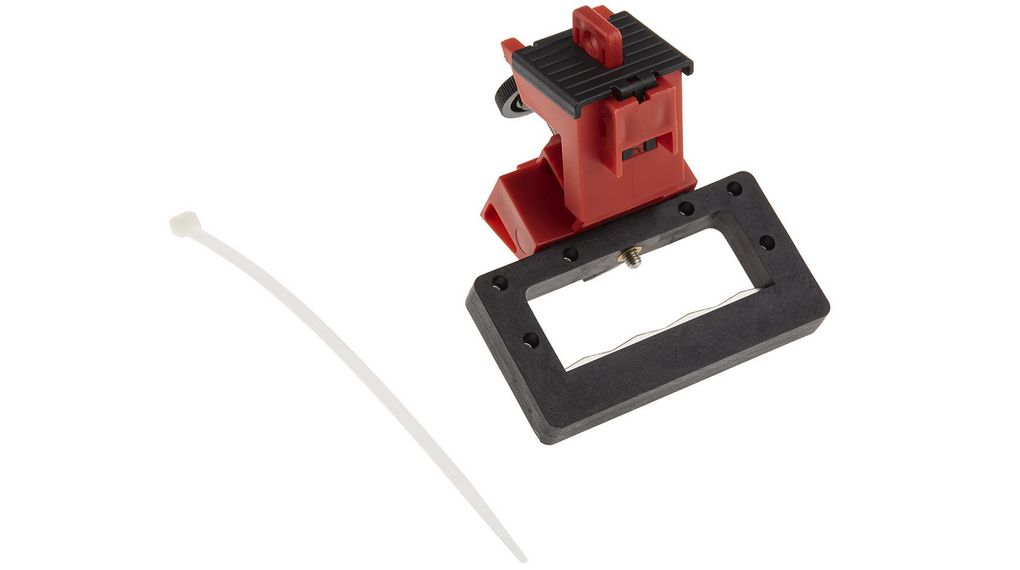 Clamp-On Breaker Lockout, Polypropyleen / Polyamide, Zwart/rood
