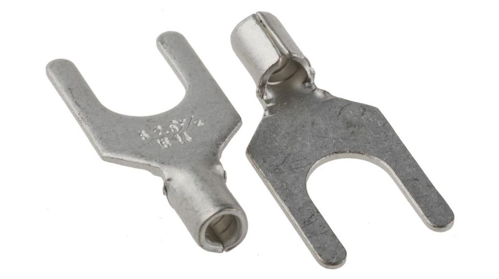 Uninsulated Crimp Spade Connector, 1.5mm² to 2.5mm², 16AWG to 14AWG, M6 Stud Size, Packung à 100 Stück