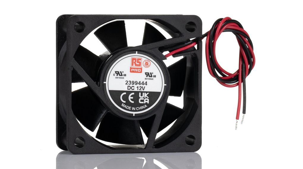 Axial Fan, 12 V dc, DC Operation, 35.8cfm, 5.76W, 400mA Max, 60 x 60 x 25mm