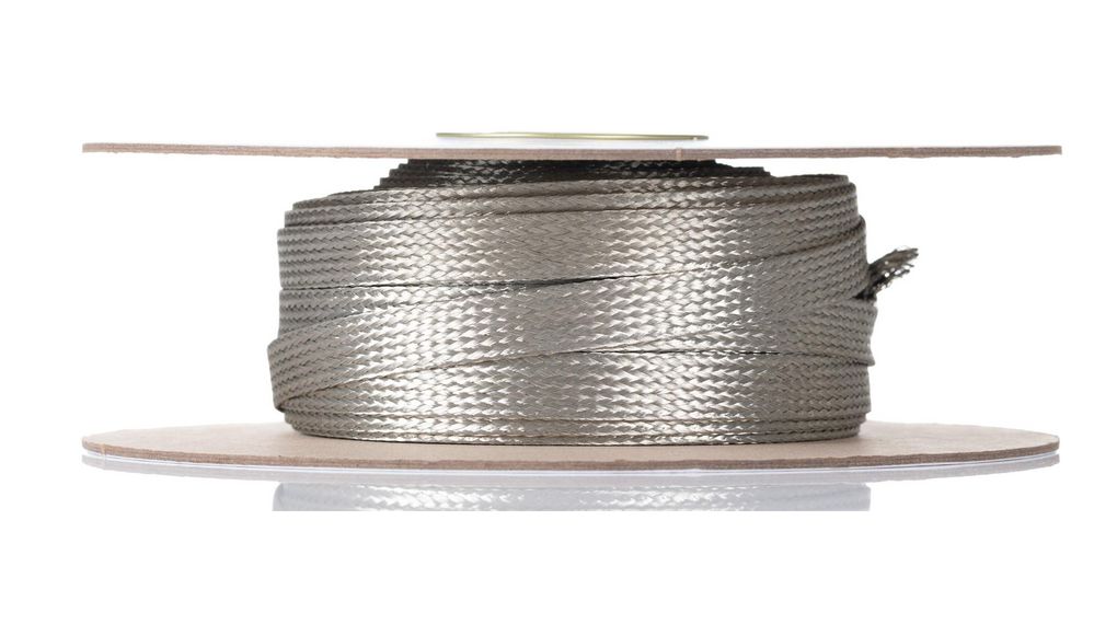 Expandable Braided Tinned Copper Metallic Cable Sleeve, 19.84mm Diameter, 30m Length, Roll of 30 Metres