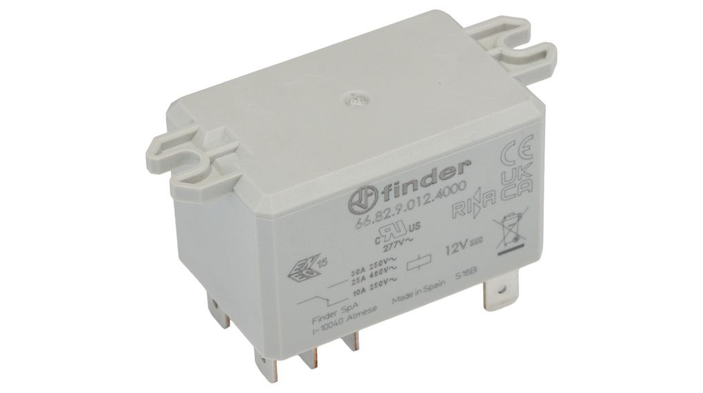 Finder Flange Mount Power Relay, 12V Coil, 50A Switching Current, DPDT