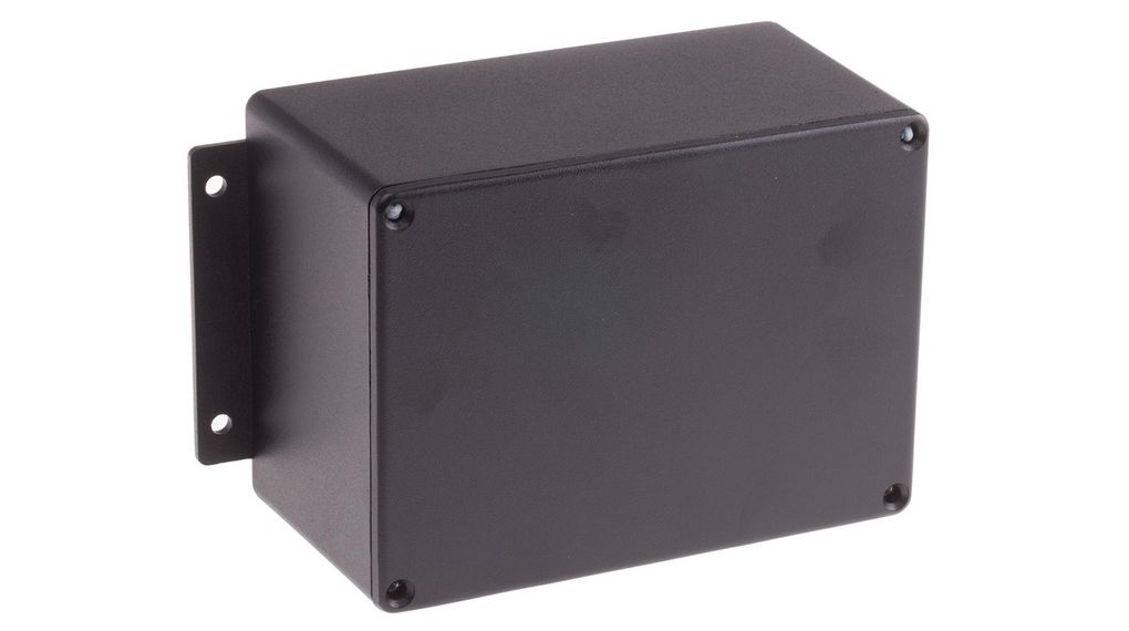 Black Die Cast Aluminium Enclosure, IP66, Flanged, Black Lid, 168.7 x 101.6 x 76.5mm