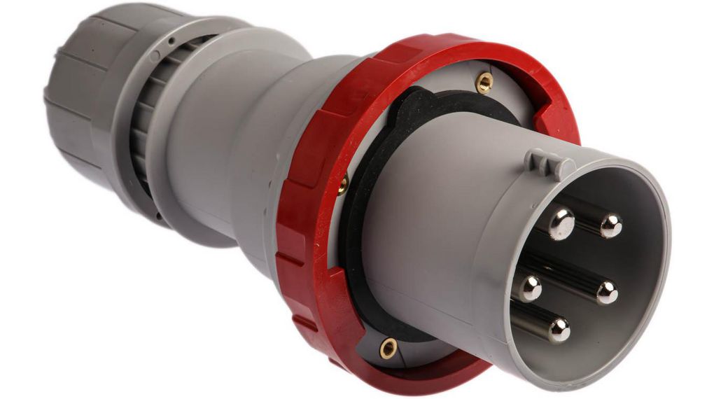 Scame IP67 Red Cable Mount 3P + N + E Industrial Power Plug, Rated At 125A, 415 V, Rood, 3PNE, Kabelmontage, , IP67, 415V
