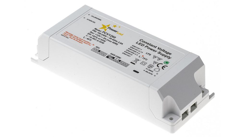 PowerLED LED Driver, 12V Output, 60W Output, 5A Output, Constant Voltage