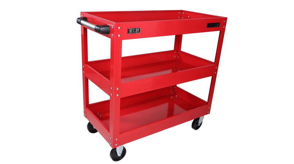 3 Shelf Steel Trolley Workshop Tool Trolley, 840 x 405 x 810mm, 50 (Per Level)kg Load