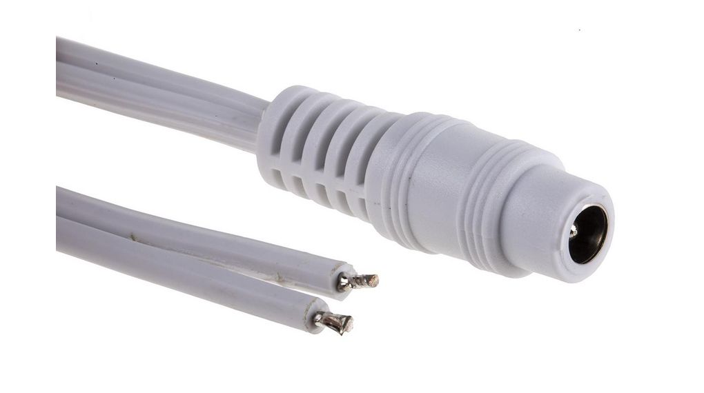 2.1mm DC Power Socket to Unterminated Power Cord, 1.8m
