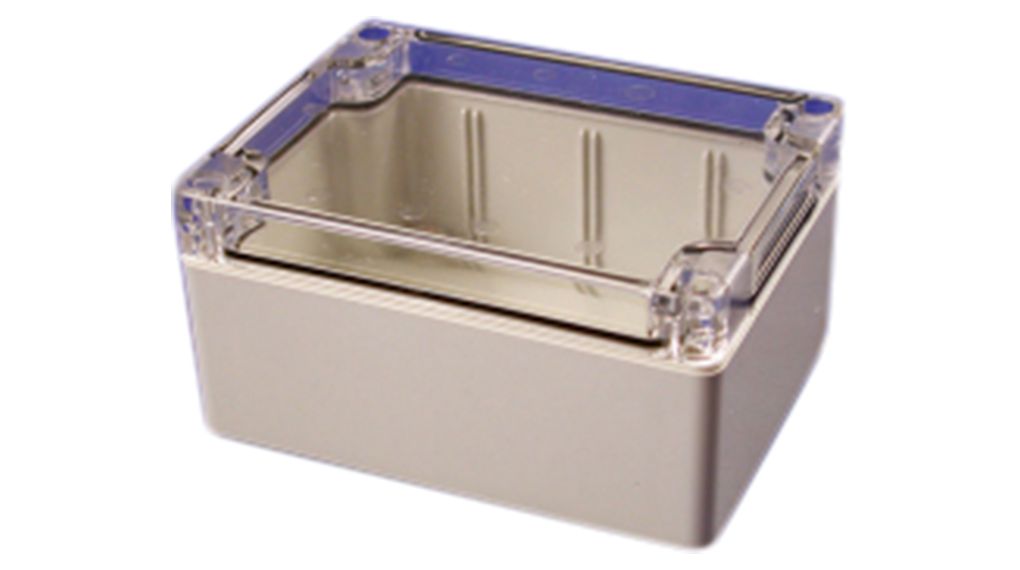 Watertight Enclosure Clear Lid, Polycarbonate, 90x120x60.5mm, Clear / Light Grey