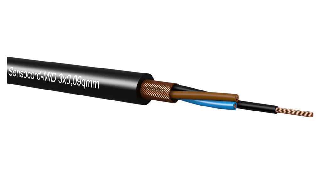 Multicore Cable, CY Copper Shield, Polyurethane (PUR), 8x 0.09mm², 100m, Black