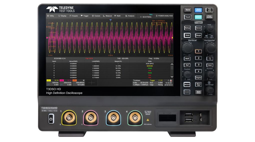 Oscilloscope T3DSO2000HD DSO 4x 350MHz 2GSPS USB / Ethernet / Bus auxiliaire