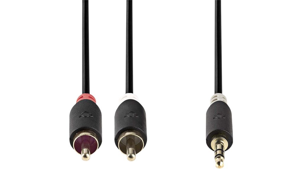 Audio Cable, Stereo, 3.5 mm Jack Plug - 2x RCA Plug, 500mm