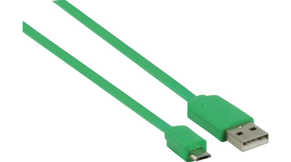 USB Cable, USB-A-stekker - USB-micro-B-stekker, 1m, USB 2.0, Groen