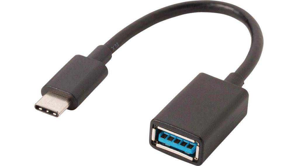 USB-adapter, USB-C csatlakozó - USB-A aljzat, 3.0, Fekete