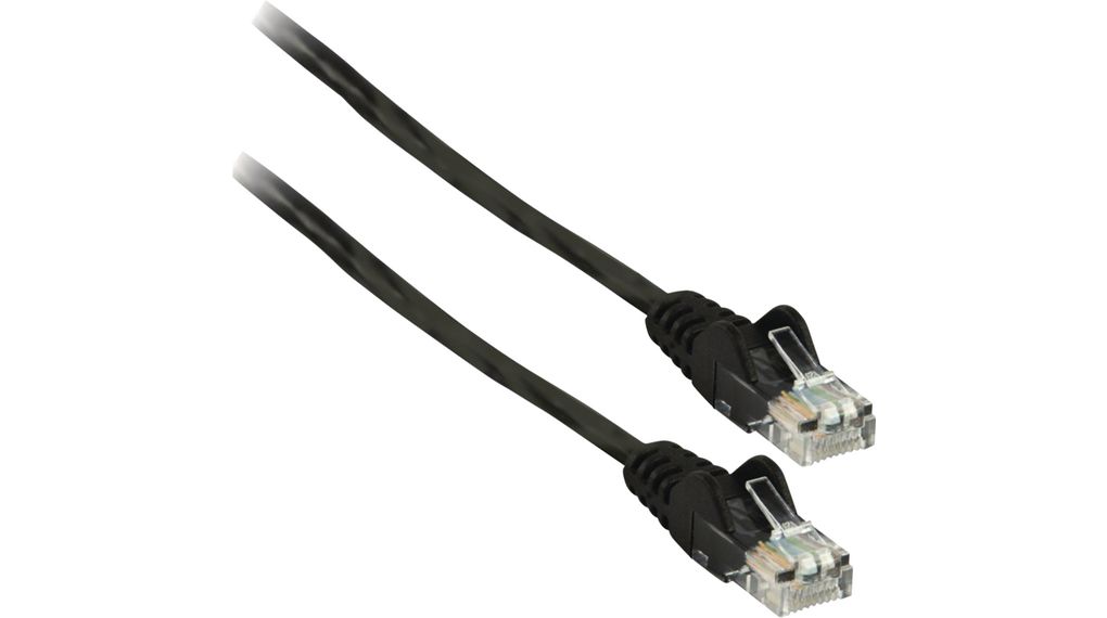 Patch-kabel, RJ45-plugg - RJ45-plugg, Cat 5e, U/UTP, 500mm, Svart