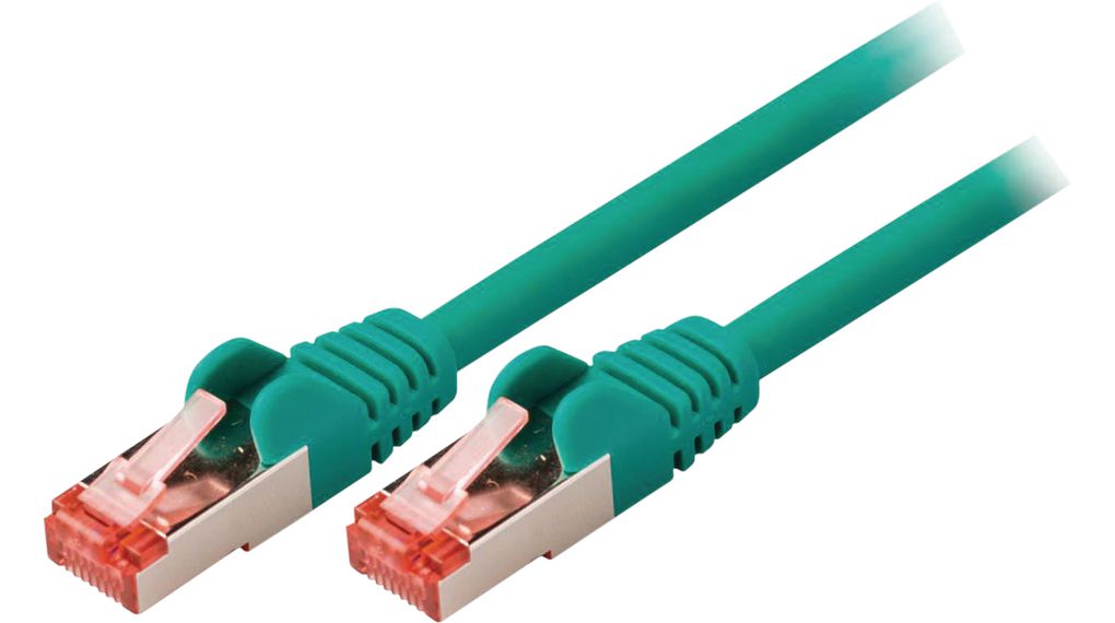 Patch-kabel, RJ45-plugg - RJ45-plugg, Cat 6, S/FTP, 250mm, Grønn