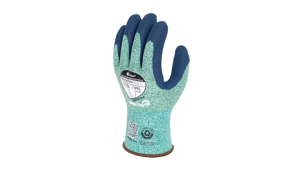 Protective Gloves, Polyethylenterephthalat (PET) / Latex, Handschuhgrösse 9, Blau / Grün, Pack of 60 Pairs