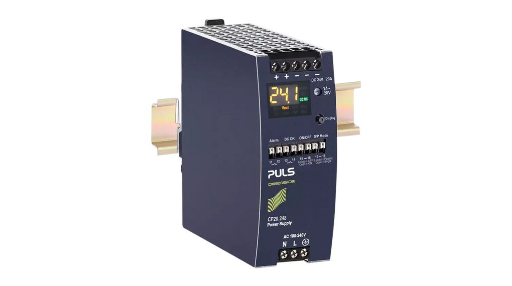DIN Rail Power Supply 95.6% 24V 20A 480W Adjustable IP20 CP