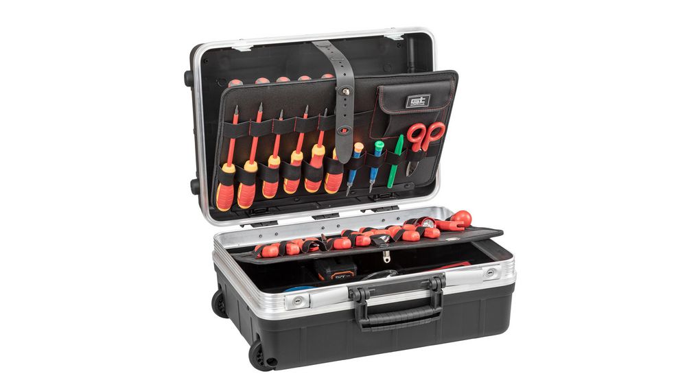 GT Line Aluminium Tool Case 2 Wheels, 453 x 197 x 332mmx332 Aluminium Black