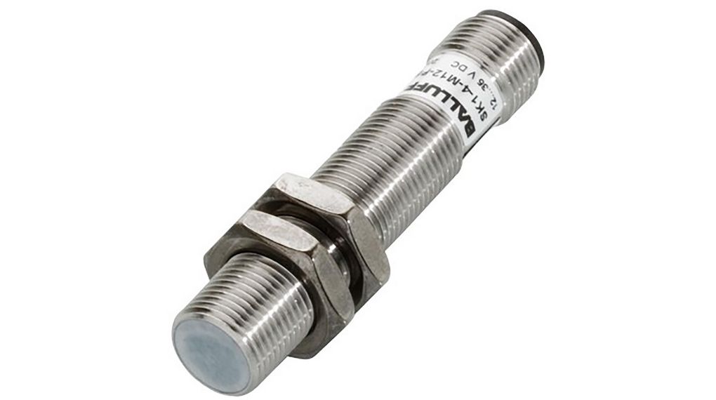 BALLUFF Capacitive Threaded Barrel Proximity Sensor, M12, 4 mm Detection, PNP NO, 12 → 35 V dc
