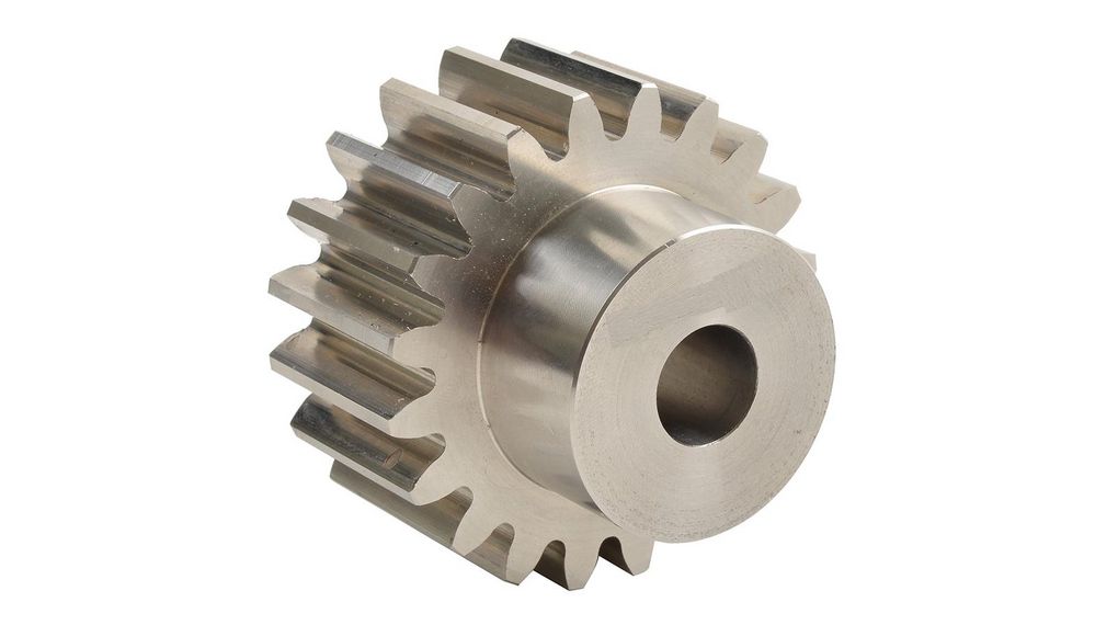 Steel 15 Teeth Spur Gear, 1 Module, 6mm Bore Diam, 15mm Pitch Diam, 12mm Hub Diam