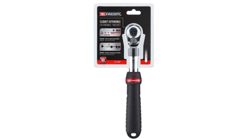 Facom SXL.161PB 1/2 in Square Ratchet with Bi-material Elastomer Handle, 264 mm Overall