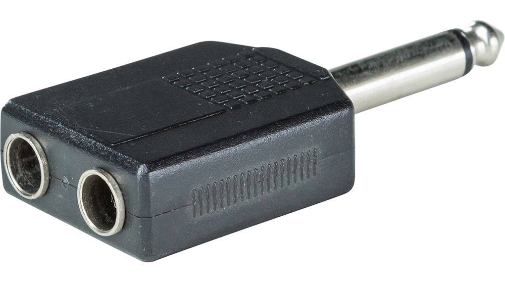 Mono Audio Adapter, Straight, 6.3 mm Plug - 2x 6.35 mm Socket