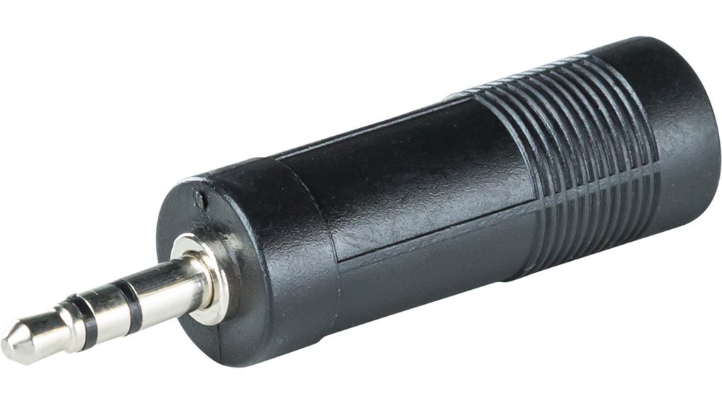 Stereo Audio Adapter, Straight, 3.5 mm Plug - 6.3 mm Socket