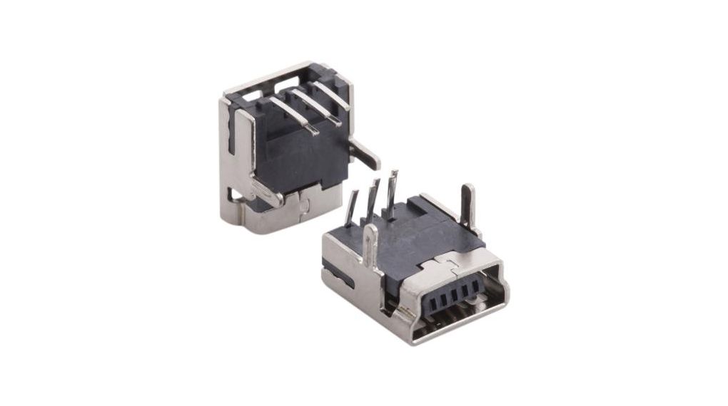 Mini-USB-Steckverbinder, rechtwinklig, Buchse, Mini USB 2.0, Rechter Winkel, Positionen - 5