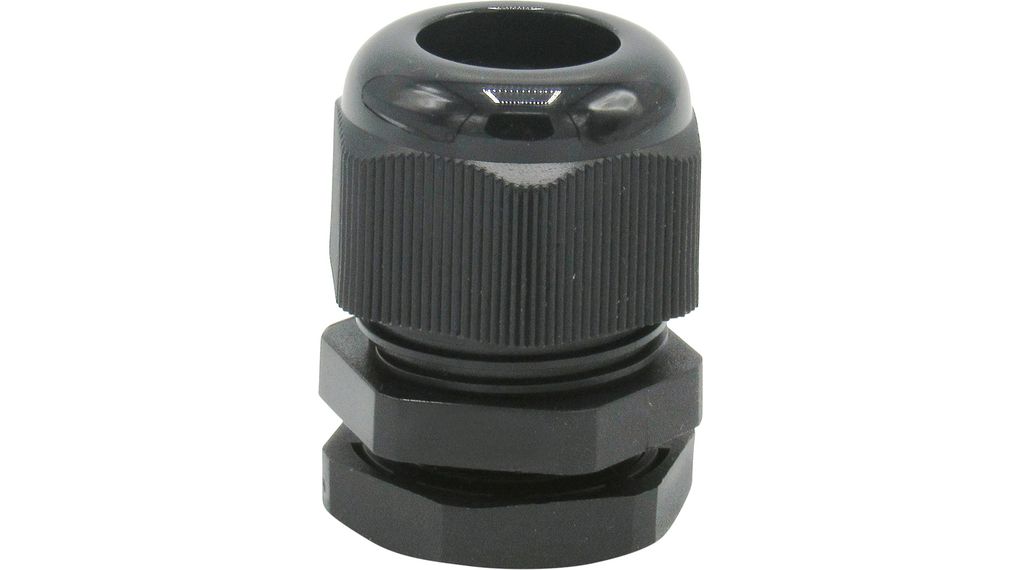 Cable Gland, 6 ... 12mm, M20, Polyamide, Black, Pack of 10 pieces